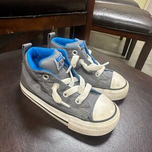 Converse Gray and Blue High-Top Sneakers with Classic Design